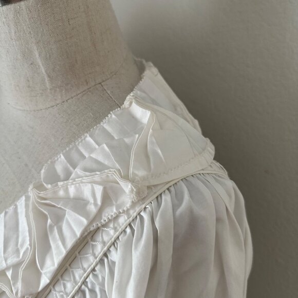 Rachel Ray Victorian Inspired Fitted Blouse Peter Pan Neck Puff Sleeve Minimalis - Picture 12 of 16